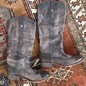 Frye Melissa Button Riding Boots Grey Brown - Size 8